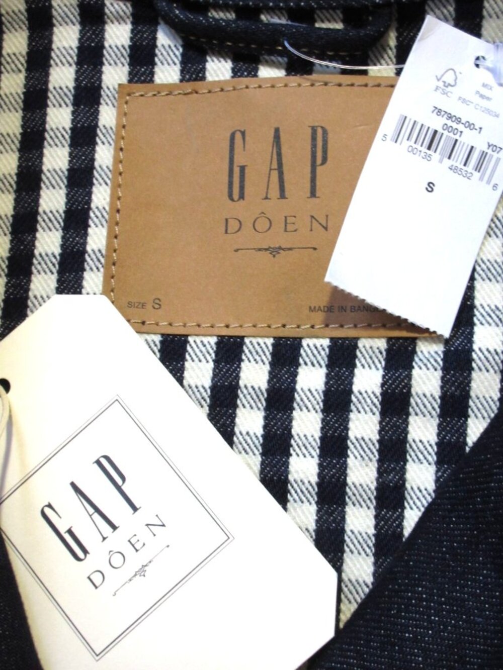 NWT Gap × DÔEN Gingham Denim Jacket in Blue Gingham Relaxed Fit Chore S - Picture 4 of 6